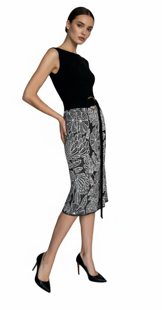 Ribbed top, falda y cinturon