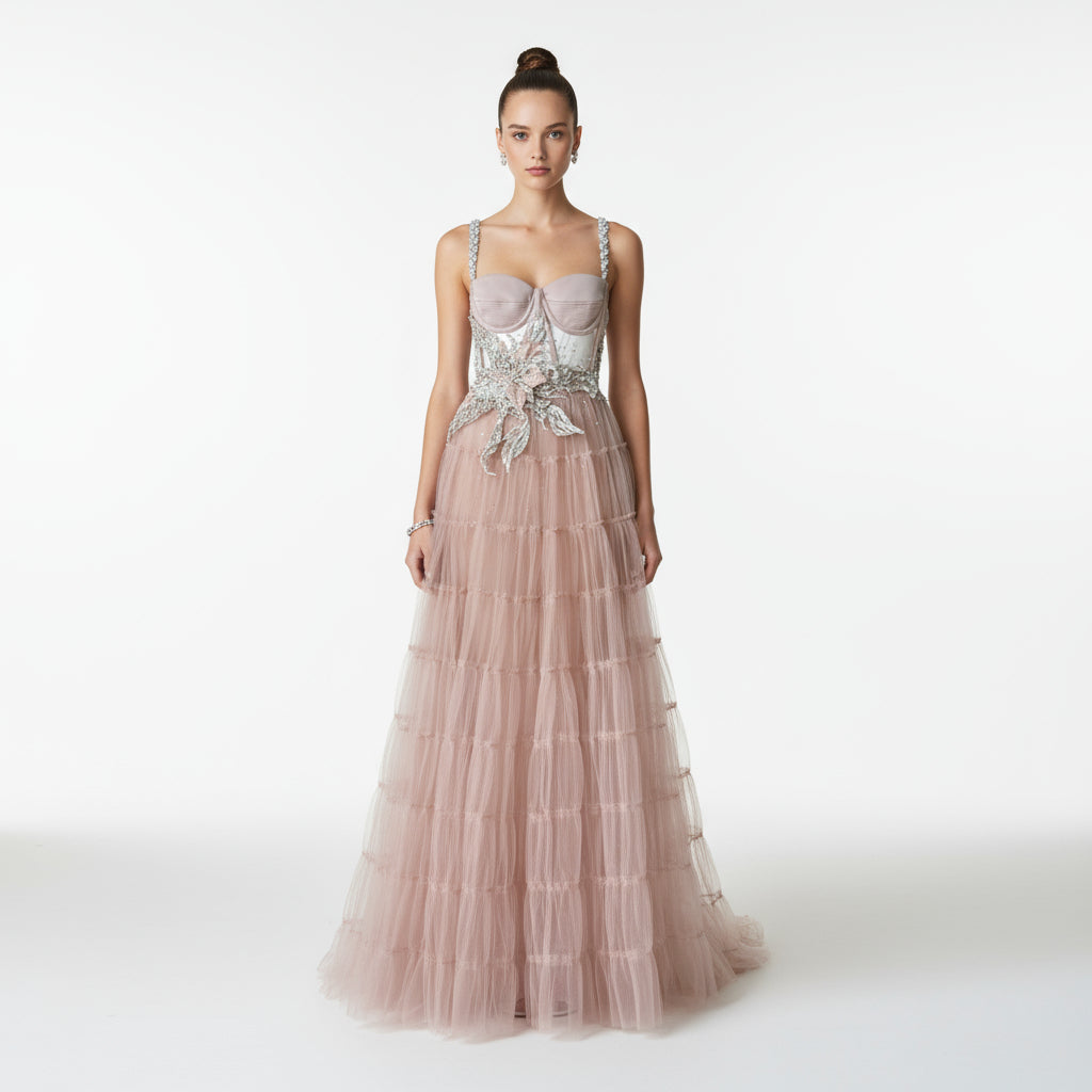 Vestido fiesta palo rosa