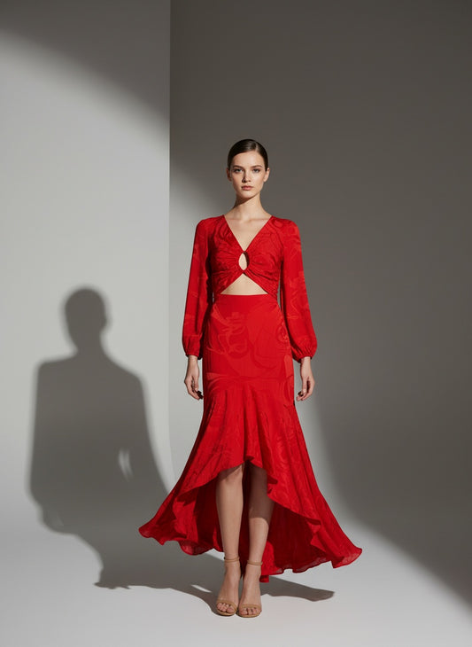 Vestido maxi manga larga