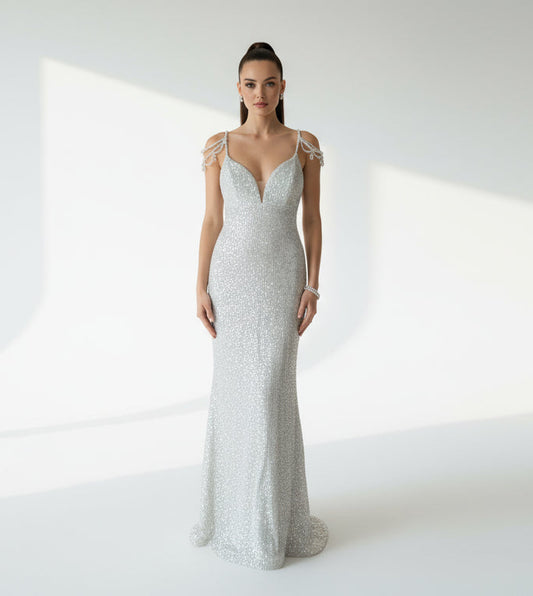 Vestido fiesta plata