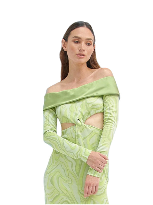 SORELLA VESTIDO MAXI VERDE CON CUT OUT