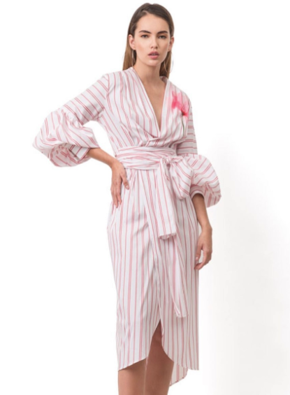 Pavia stripe midi dres