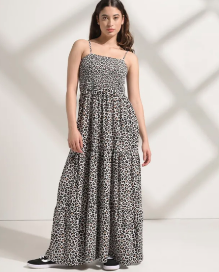 vestido maxi animal print