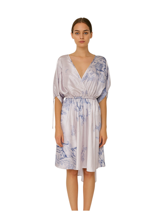 Dress midi en seda LILA