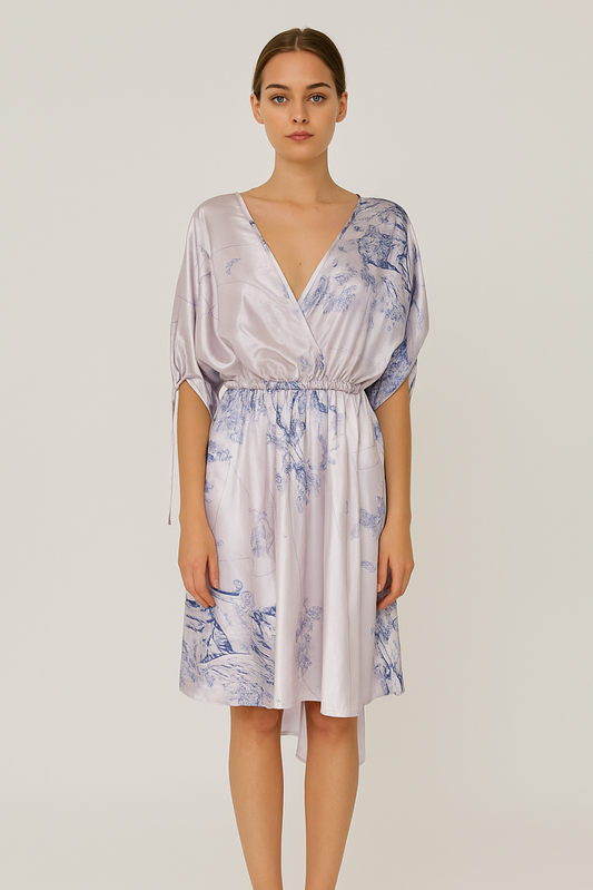 Dress midi en seda LILA