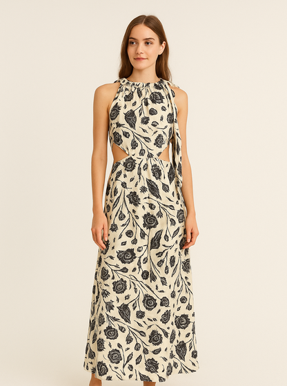 Vestido estampado flores azul