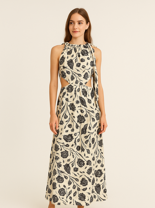 Vestido estampado flores azul