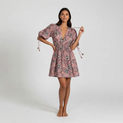 vestido midi escote en V
