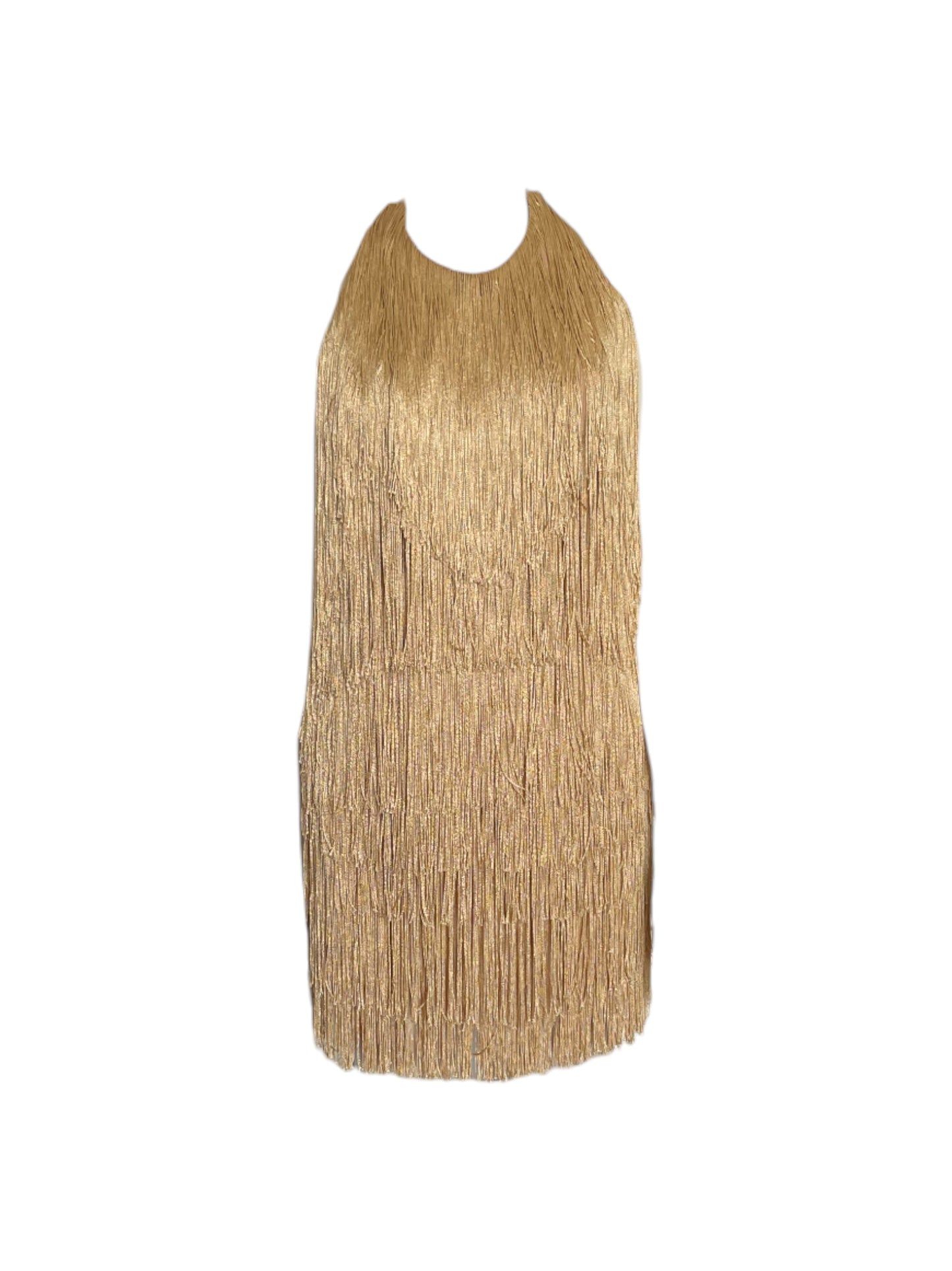 vestido mini de flecos