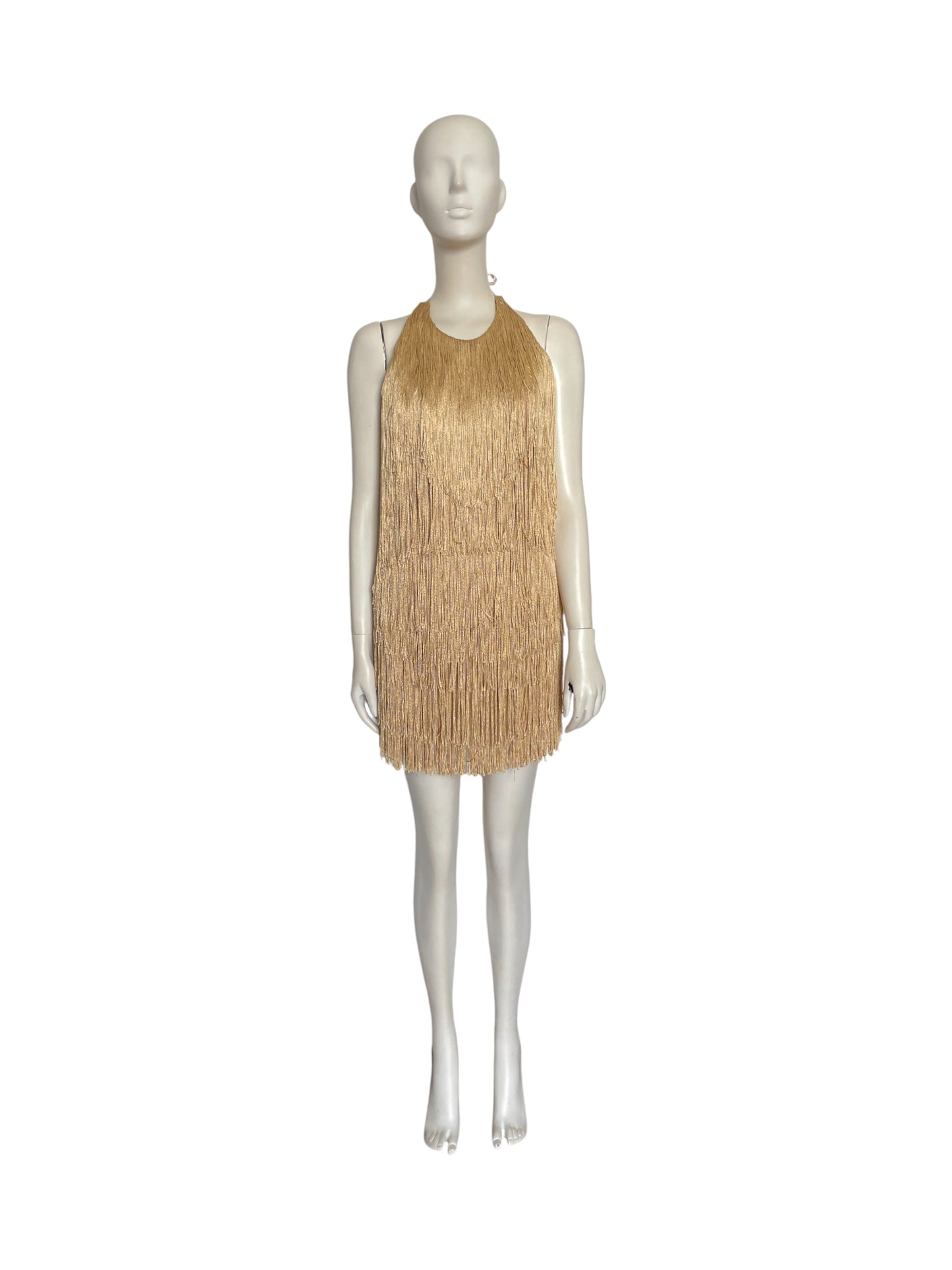 vestido mini de flecos