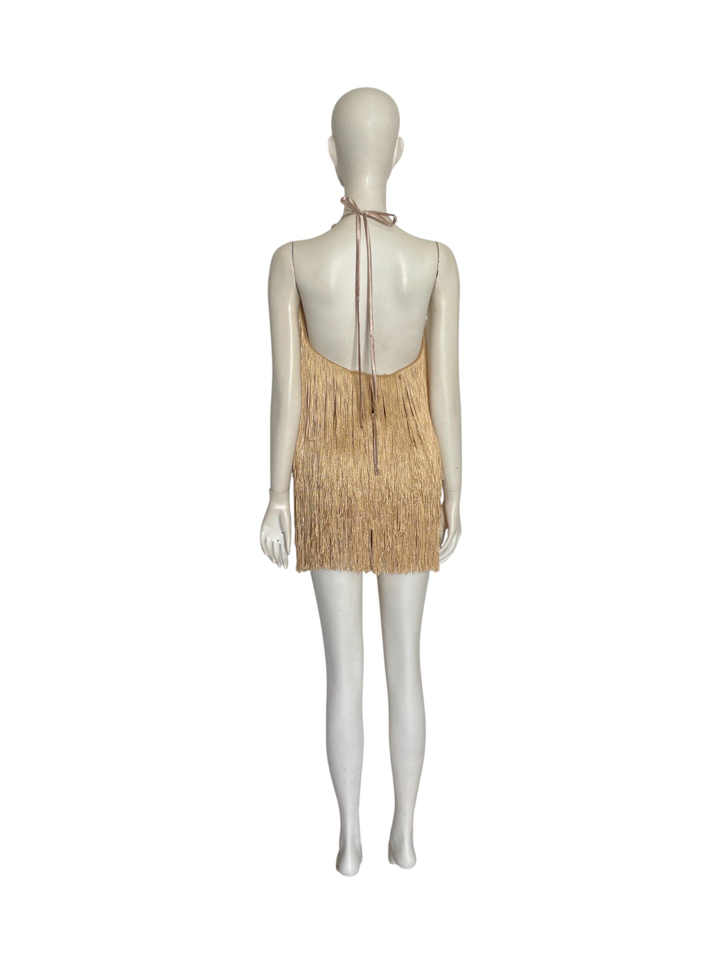 vestido mini de flecos