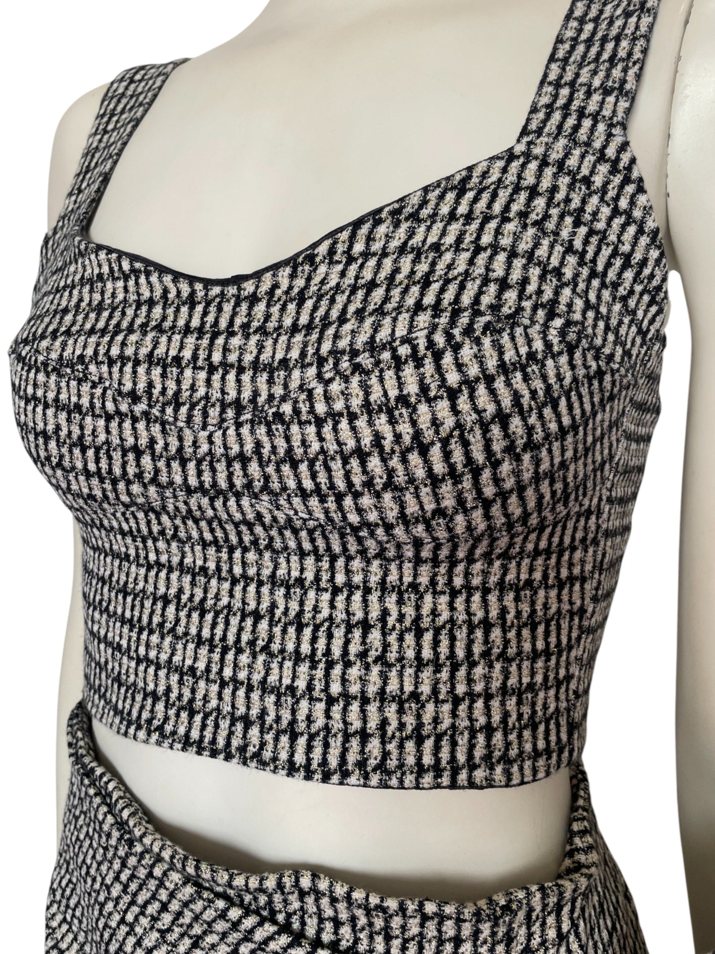 set falda y top black and white