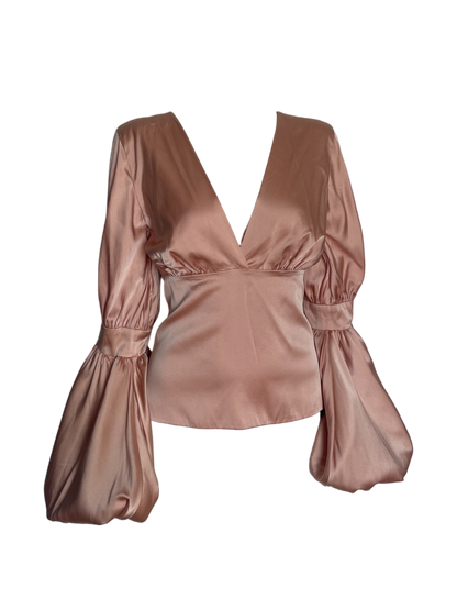 blusa en seda con escote en v