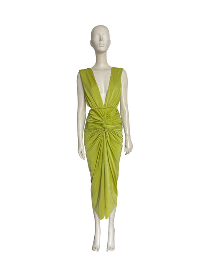 Mia Midi Satin Dress in Green