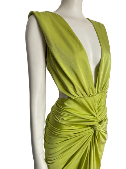 Mia Midi Satin Dress in Green