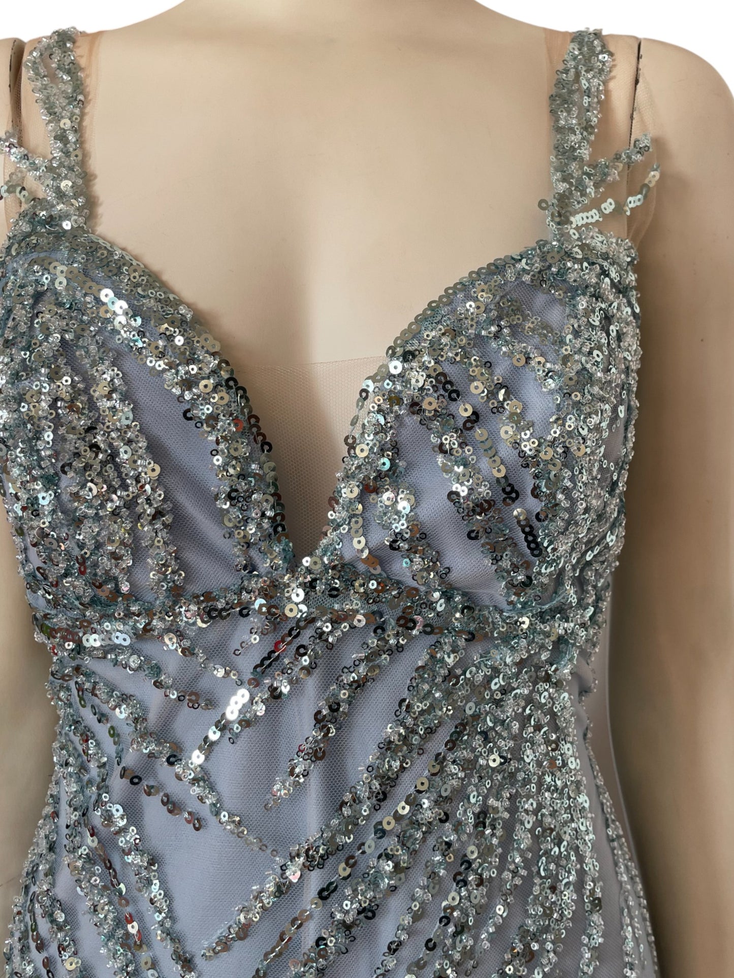 vestido maxi babyblue recamado