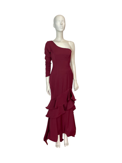 Vestido rojo maxi medio hombro