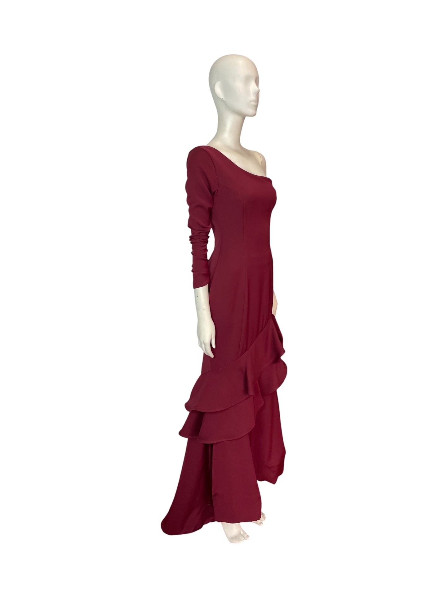 Vestido rojo maxi medio hombro
