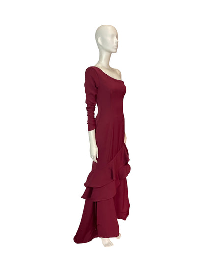 Vestido rojo maxi medio hombro