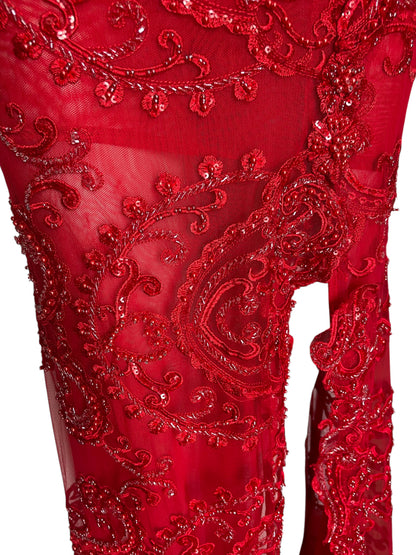 vestido maxi recamado