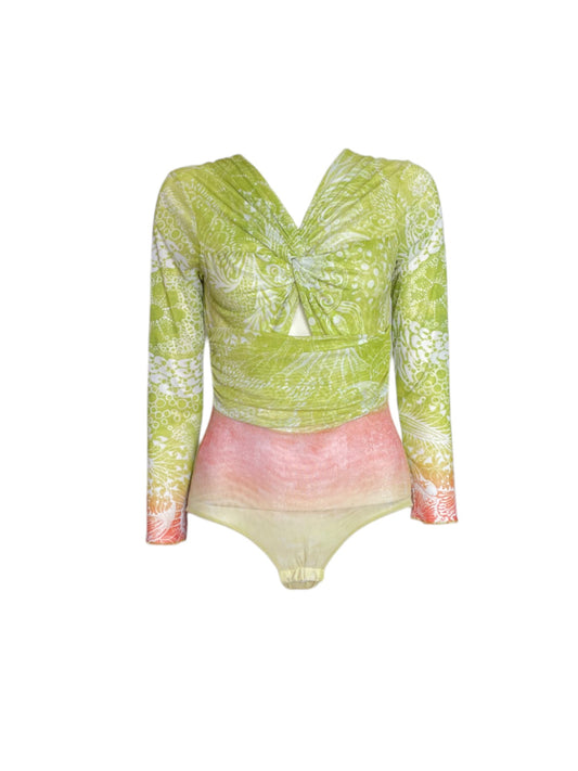 body verde manga larga