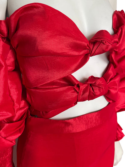 Set falda y top sirena rojo