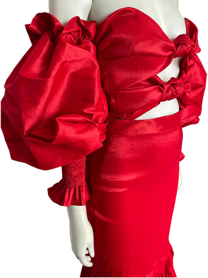 Set falda y top sirena rojo