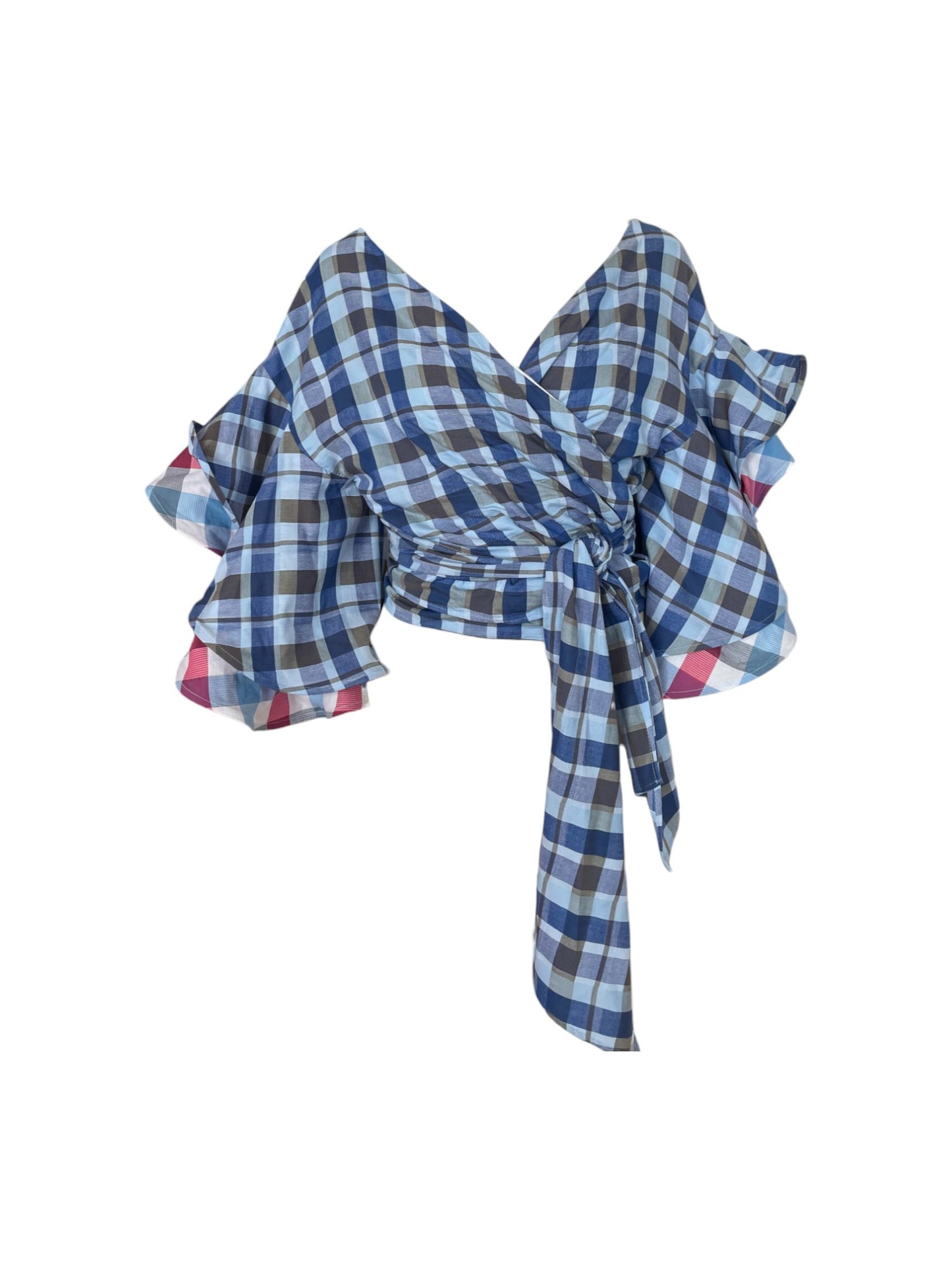 Camisa cuadros azules manga corta
