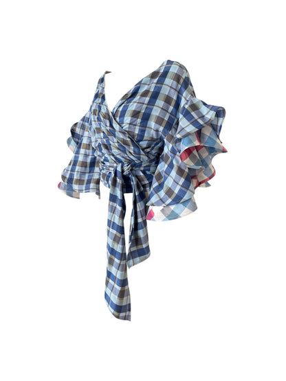 Camisa cuadros azules manga corta