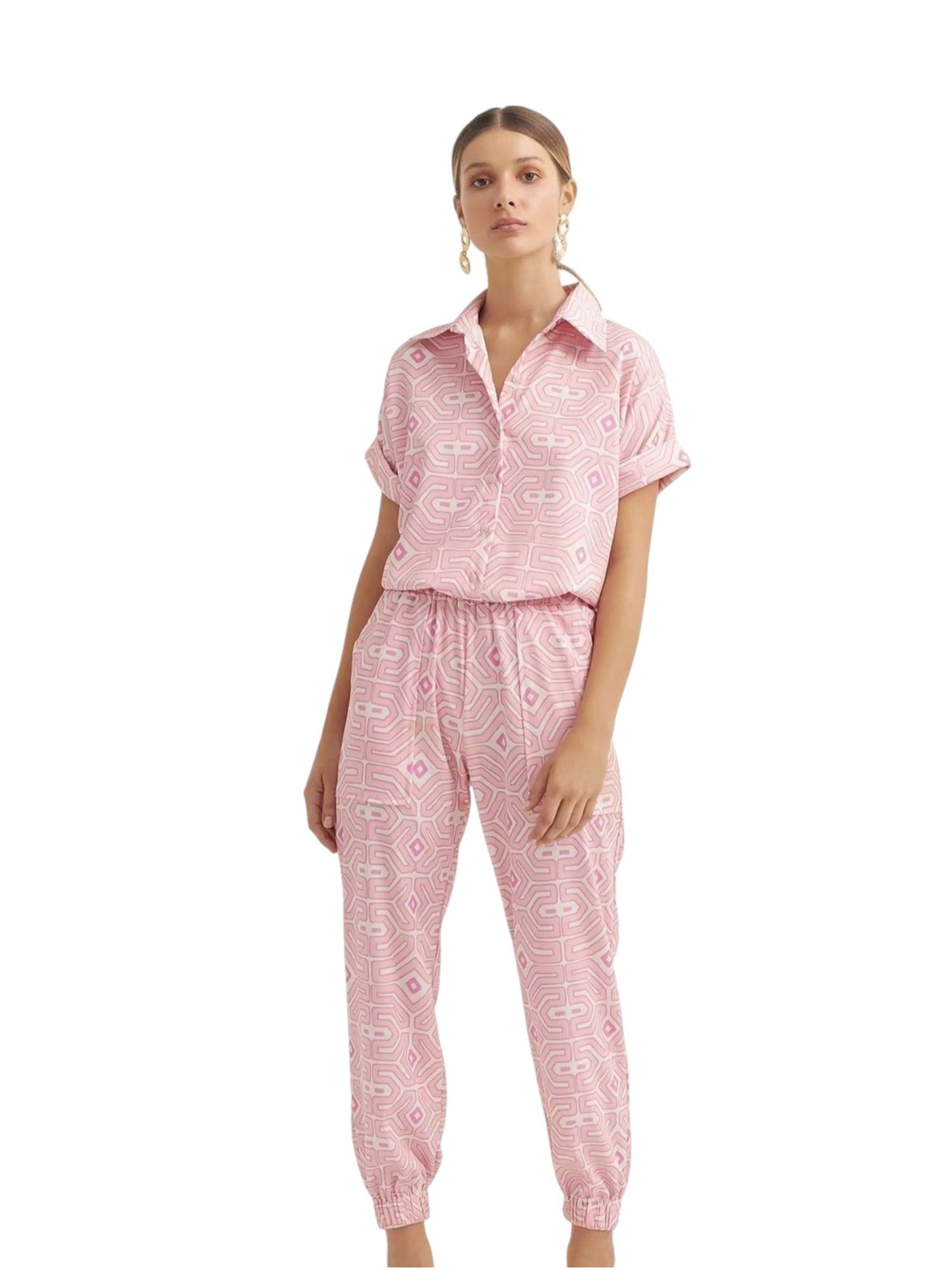 Set Rosa figuras pantalon y camisa de mangas