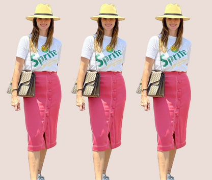 falda fucsia midi