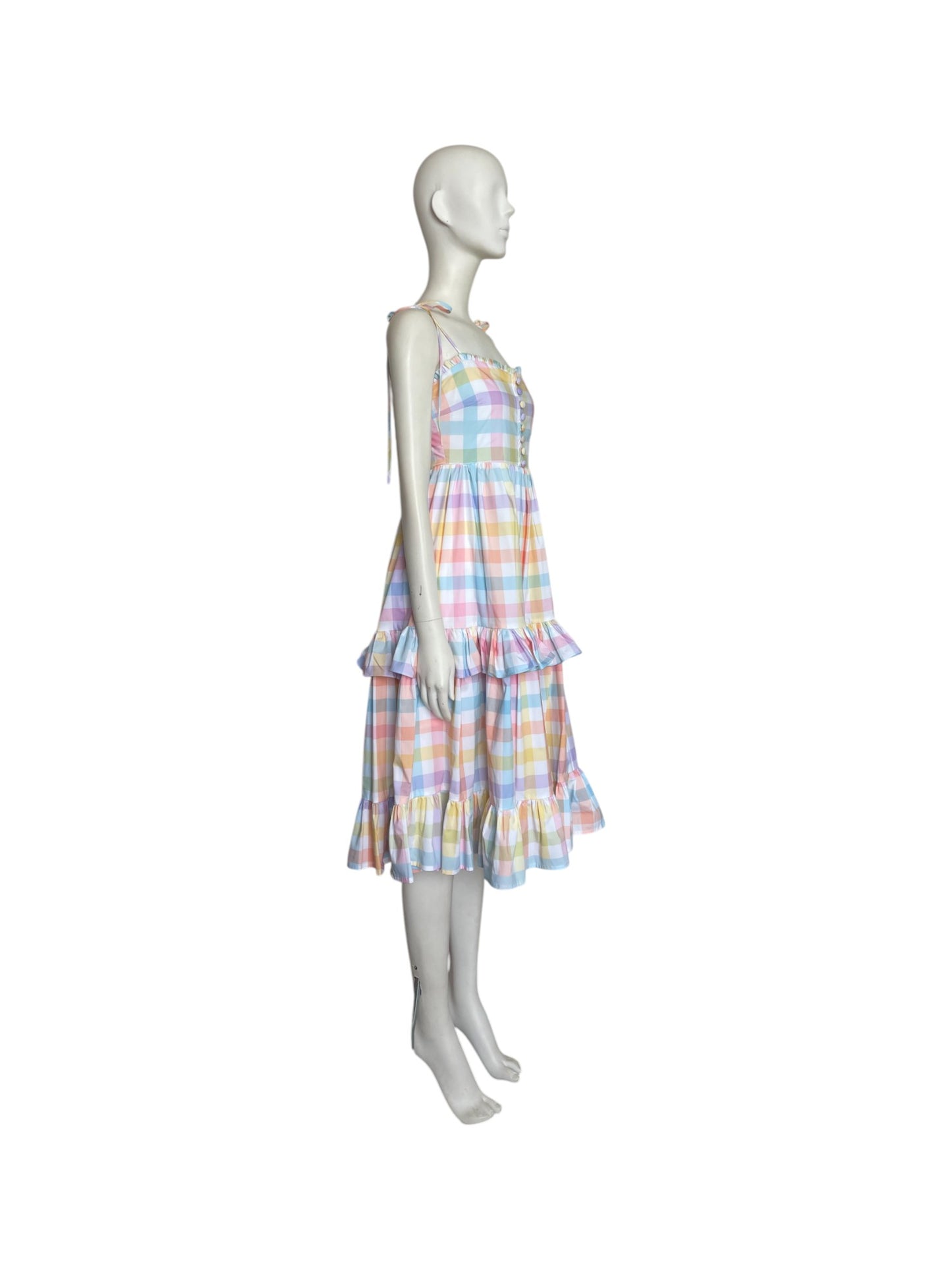 Vestido midi cuadros pasteles