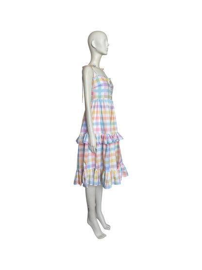 Vestido midi cuadros pasteles