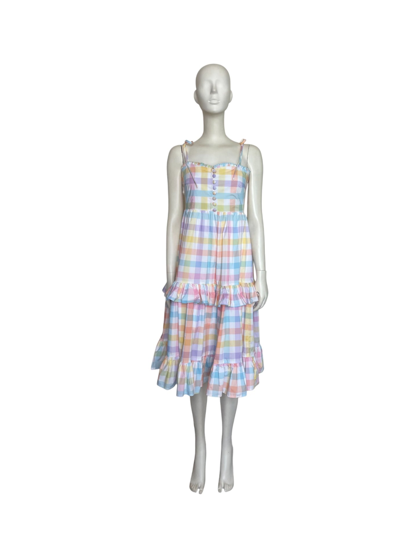 Vestido midi cuadros pasteles
