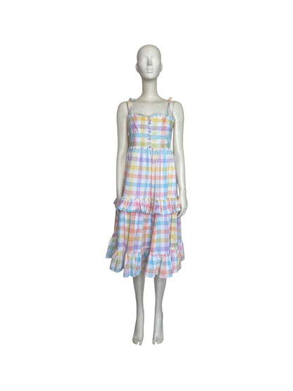 Vestido midi cuadros pasteles