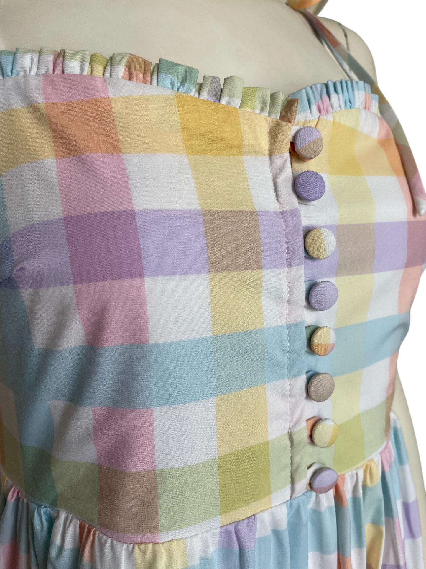 Vestido midi cuadros pasteles
