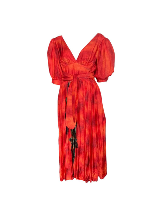 Vestido midi naranja palmera