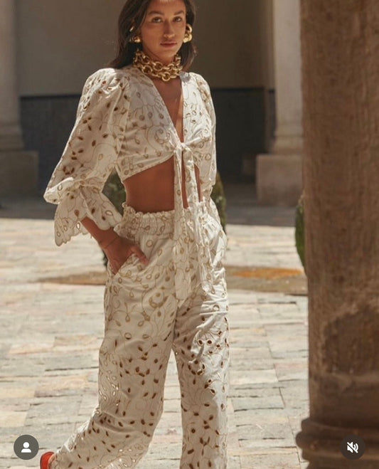 set ojalillo blanco/dorado