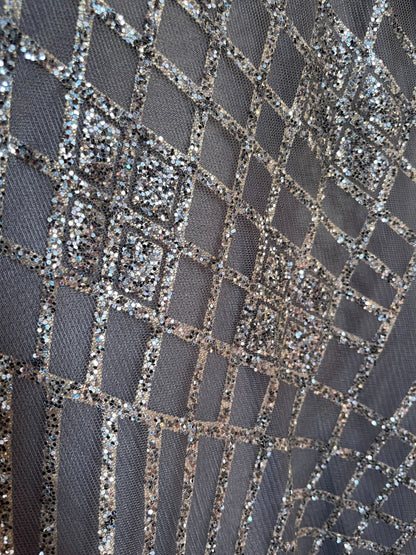 Vestido maxi recamado Azul