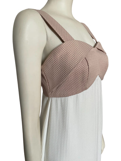 Vestido maxi blanco con beige