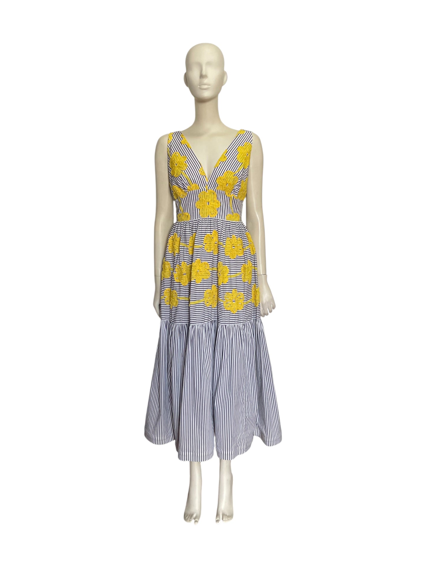 Eugene Yellow Embroidered Flowers