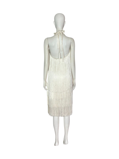 Tybko Fringed Midi Dress blanco