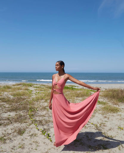 vestido coral maygel coronel