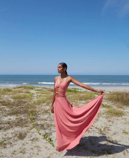 vestido coral maygel coronel