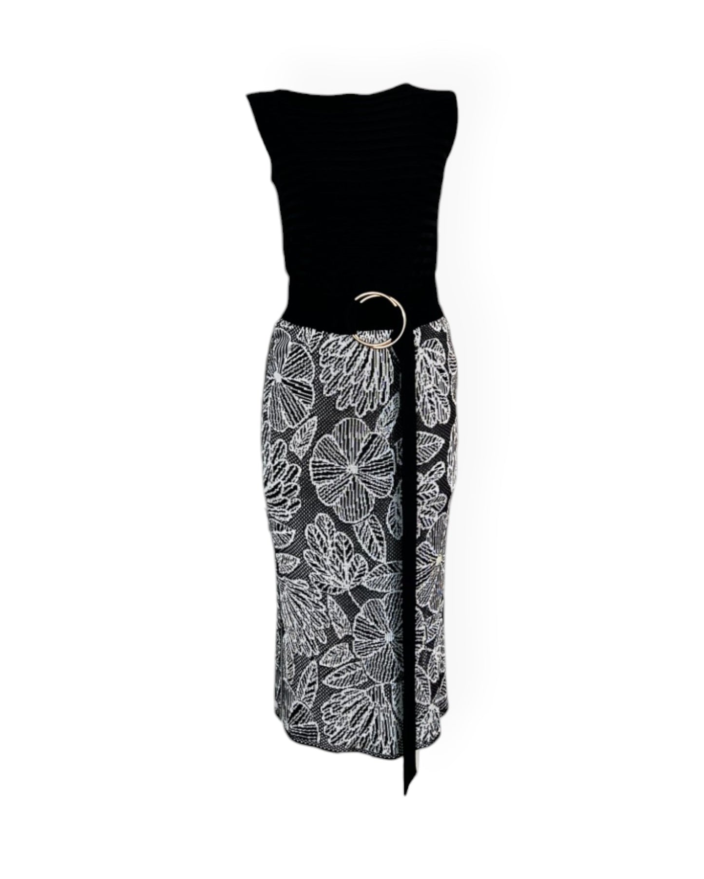 Ribbed top, falda y cinturon