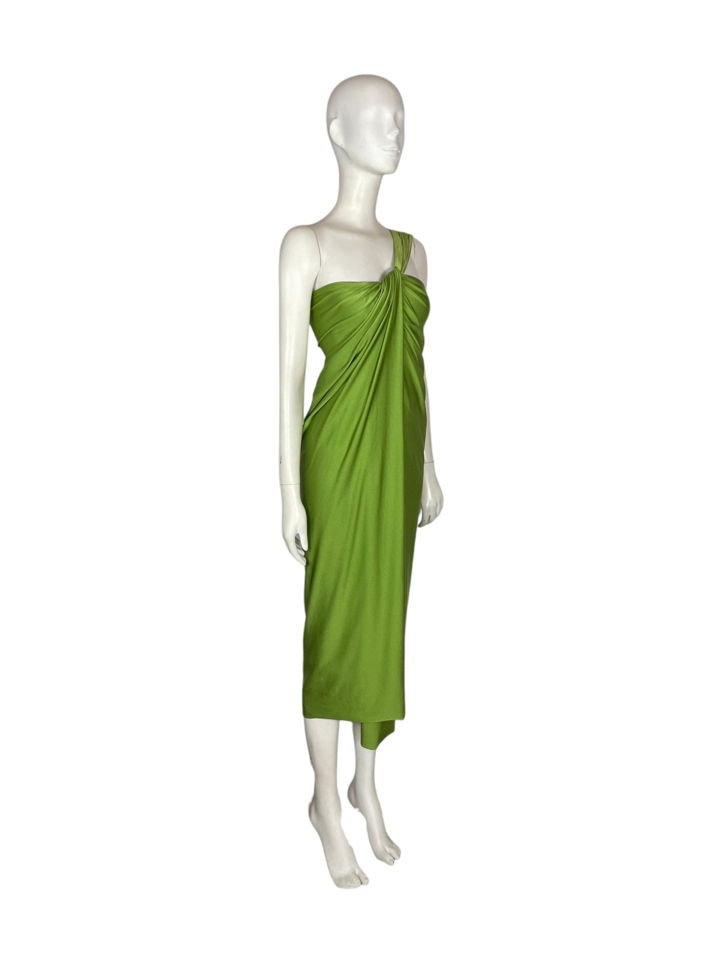 vestido asimetrico verde