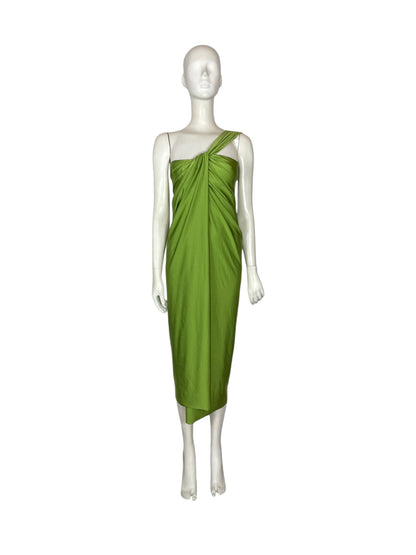 vestido asimetrico verde