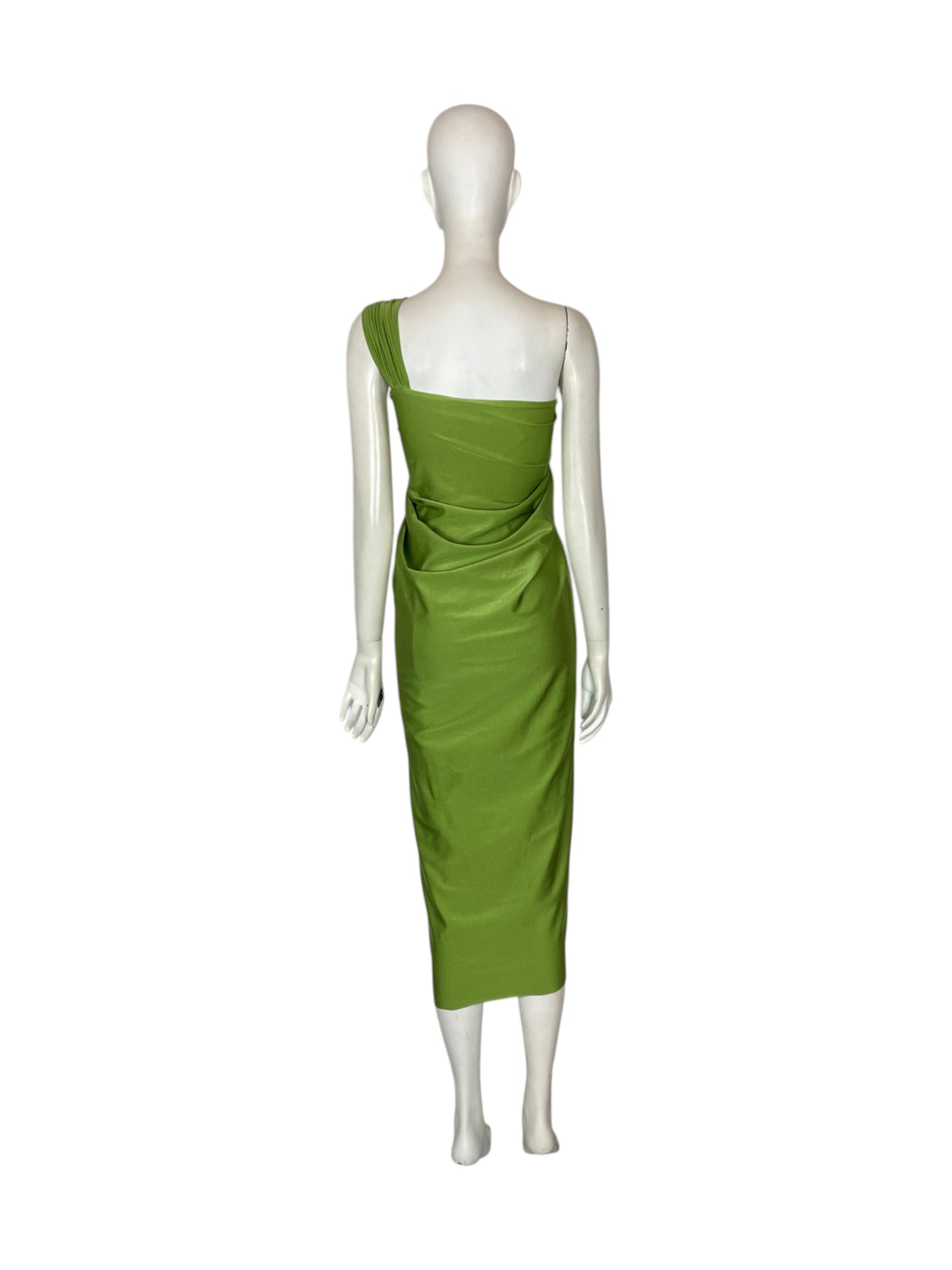 vestido asimetrico verde