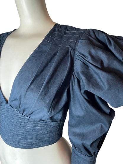 top mangas largas azul turqui