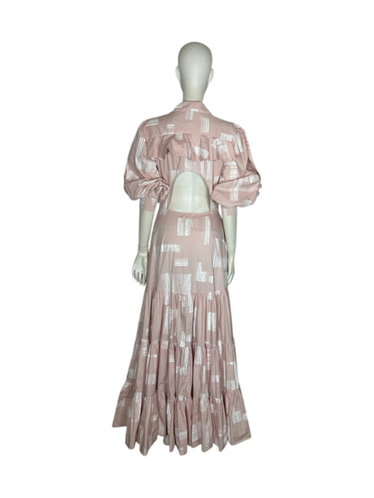 Vestido maxi palo rosa manga larga